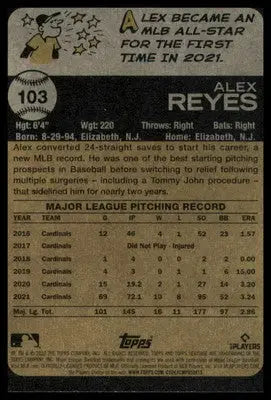 Alex Reyes 2022 Topps Heritage #103 St. Louis Cardinals - Baseball Card Single