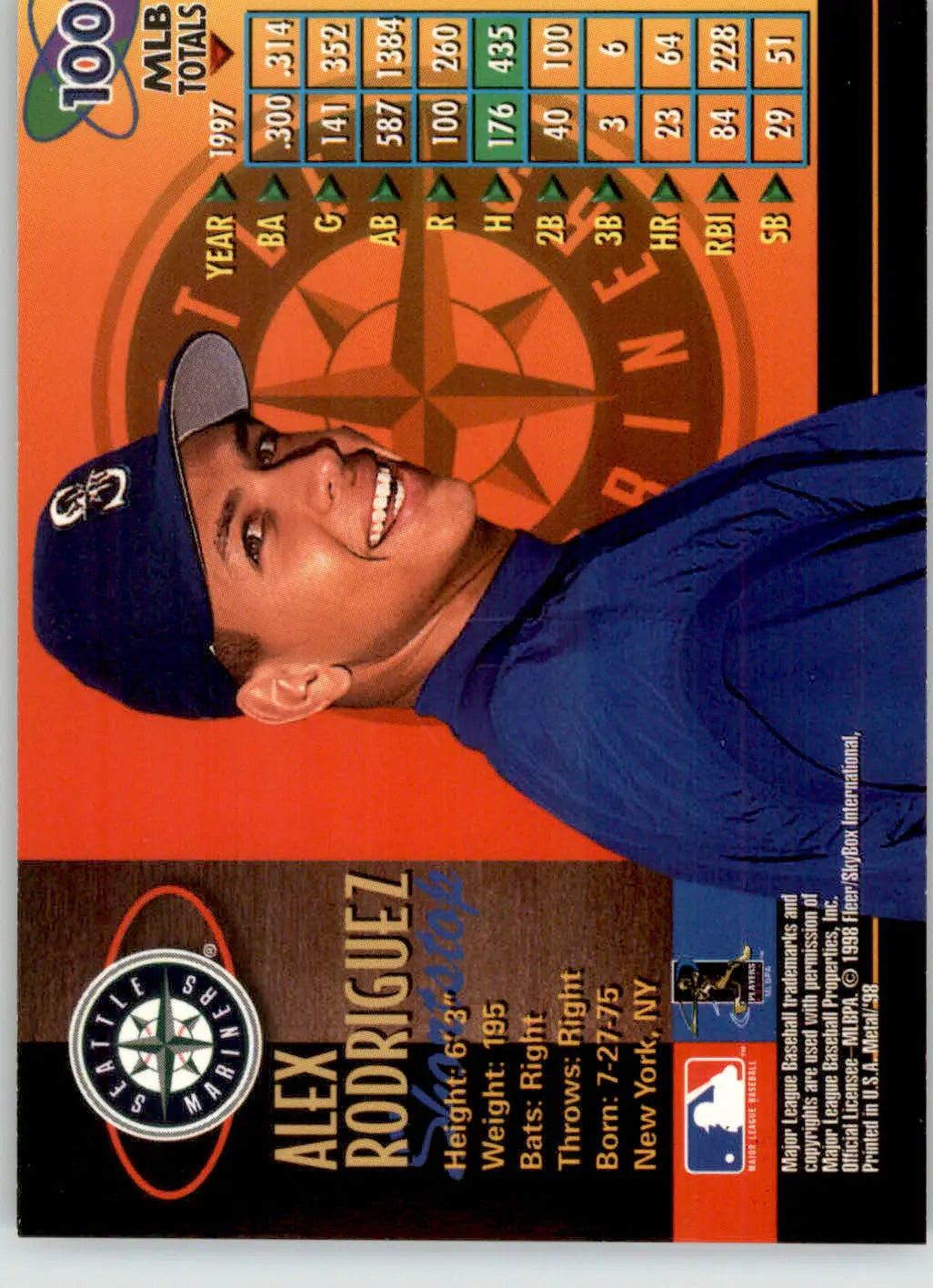 Alex Rodriguez - 1998 Metal Universe - #100 - Baseball - Baseball Card Single