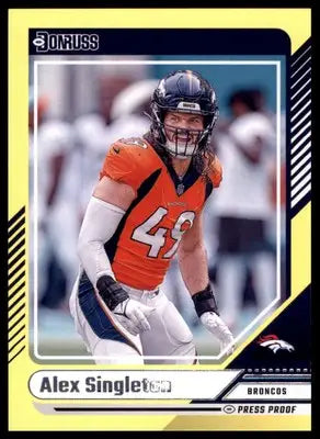 Alex Singleton 2024 Donruss Press Proof Yellow #231 Denver Broncos - Football Card Single