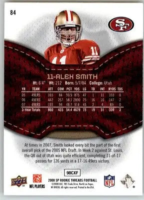Alex Smith - 2008 SP Rookie Threads - #84 - Football - Football Card Single