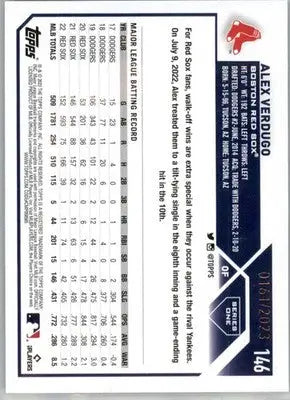 Alex Verdugo - 2023 Topps - #146 - Gold #/2023 SN Baseball - Baseball Card Single