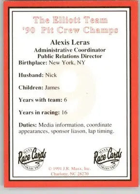 Alexis Leras - 1991 Maxx The Bill Elliott Team - #NNO - Racing - Racing Card Single