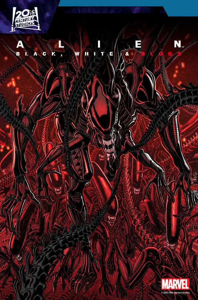 Xenomorphs in red and black on Alien: Black, White & Blood #2 trading cards