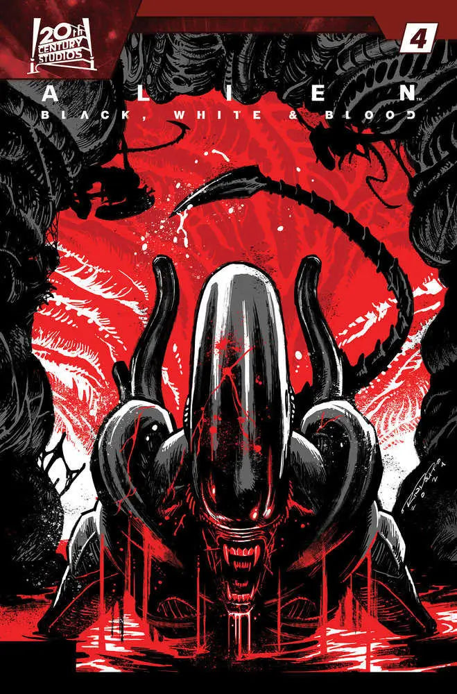 Xenomorph alien creature with elongated head on Alien: Black, White & Blood #4 trading card