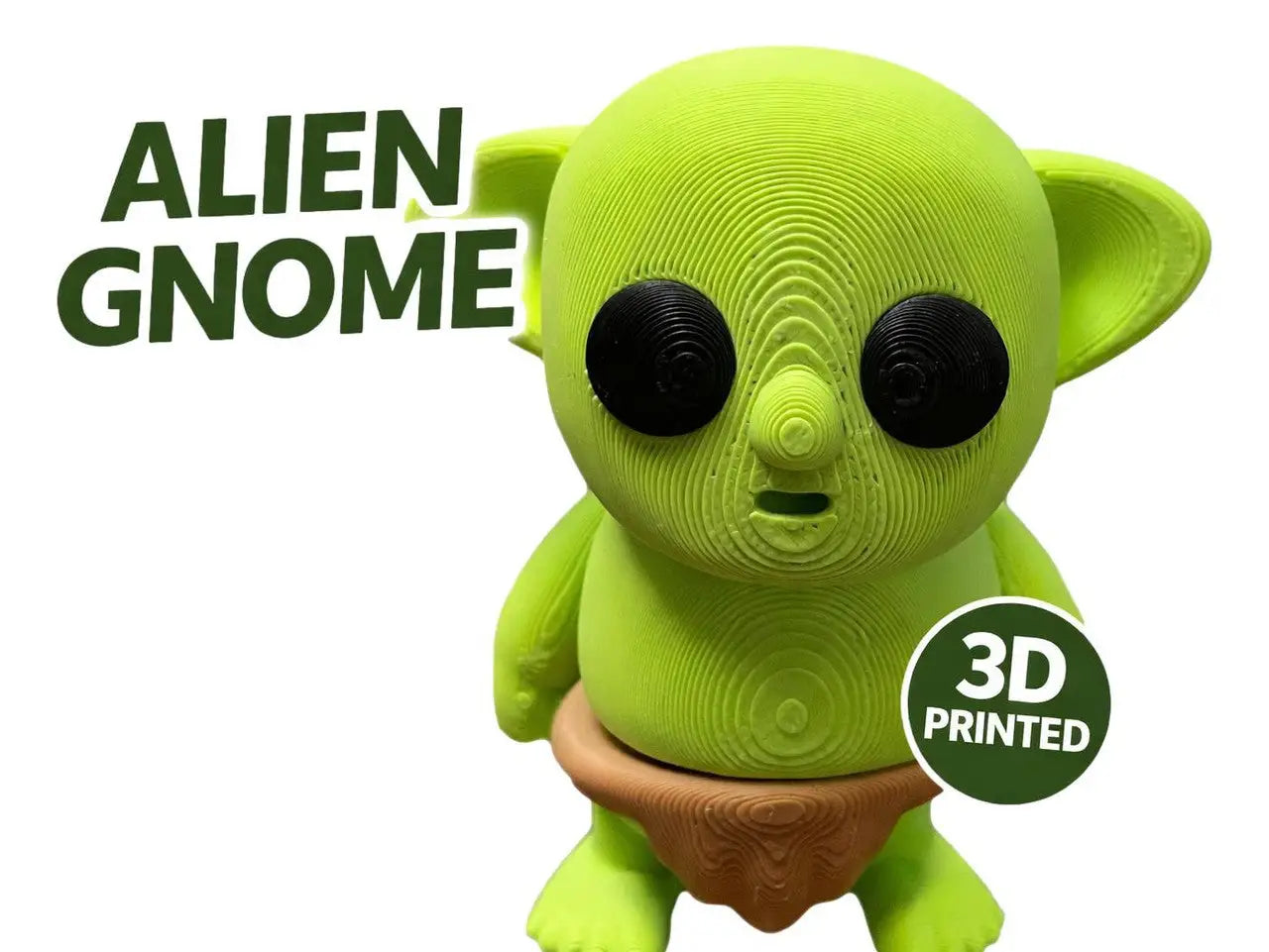Alien Gnome Figurine 3D Printed Cute Sci-Fi Desk Decor Handmade Collectible