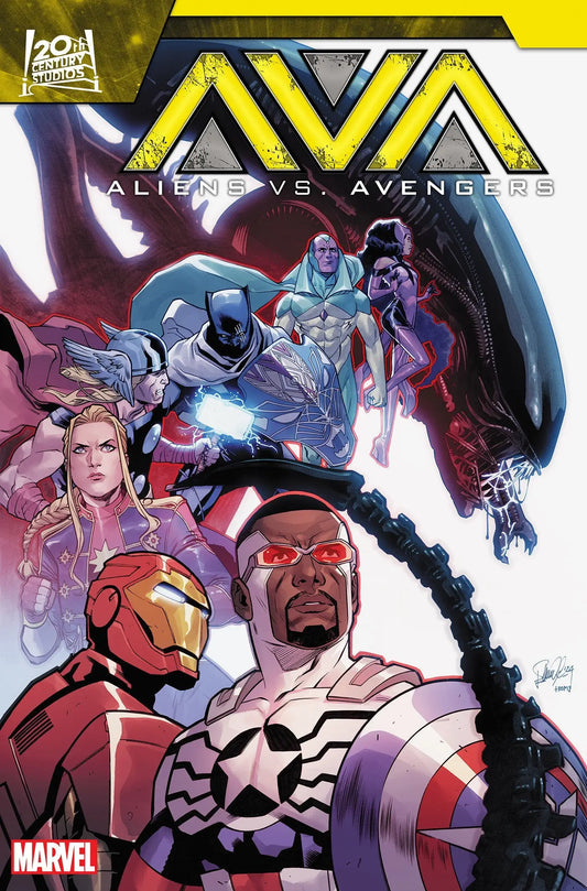 Comic book cover of Aliens vs. Avengers #3 Elena Casagrande Variant with dynamic artwork