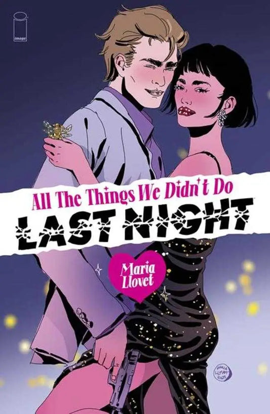 Romantic couple on book cover All The Things We Didn’t Do Last Night by Maria Llovet