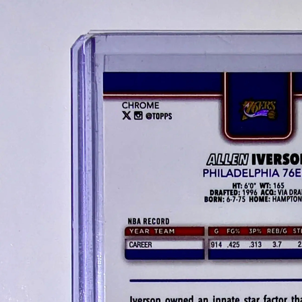 Allen Iverson 2025-26 NBA Topps Chrome Update Refractor #145 Card 76ers - Basketball Card Single
