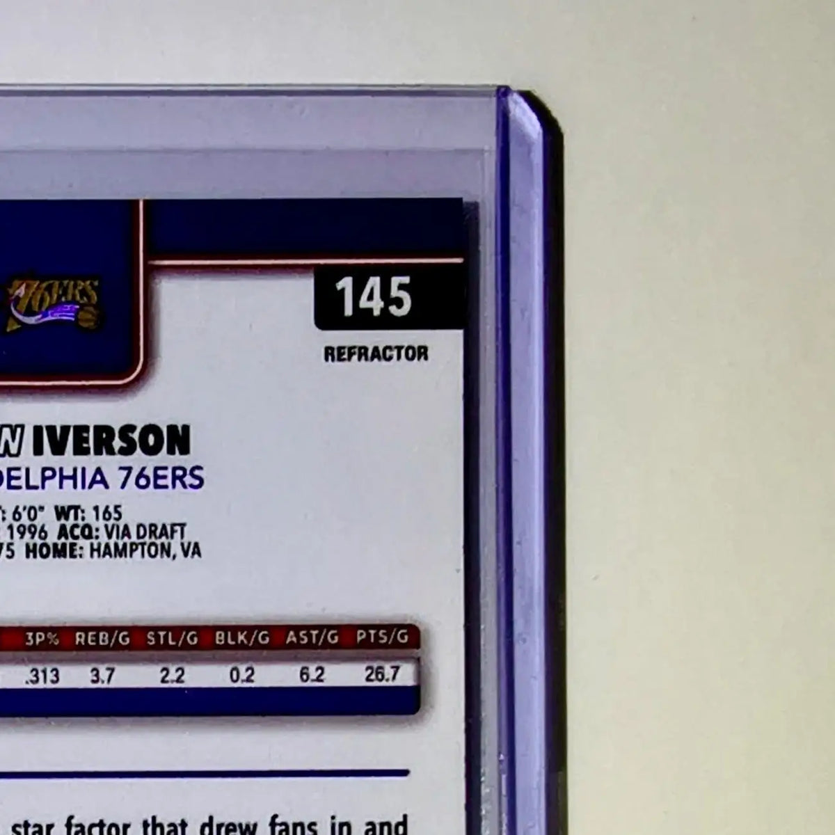 Allen Iverson 2025-26 NBA Topps Chrome Update Refractor #145 Card 76ers - Basketball Card Single