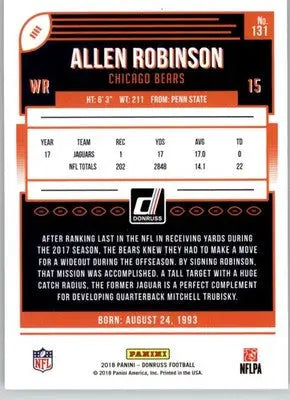 Allen Robinson - 2018 Donruss - #131 - Football - Football Card Single