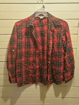 Allison Daley Shirt Womens 16 Red Black Plaid Long Sleeve Button Up Casual - Apparel