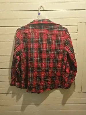 Allison Daley Shirt Womens 16 Red Black Plaid Long Sleeve Button Up Casual - Apparel