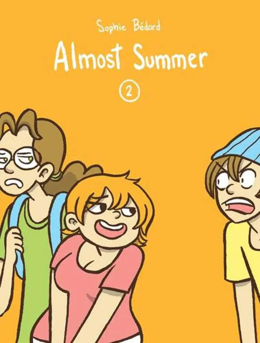 Book cover of Almost Summer by Sophie Bédard with cartoon characters and trading cards theme