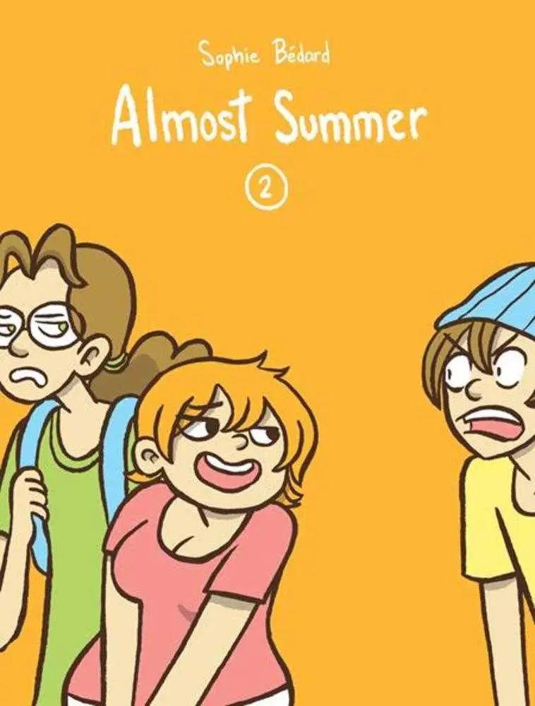 Book cover of Almost Summer by Sophie Bédard with cartoon characters and trading cards theme