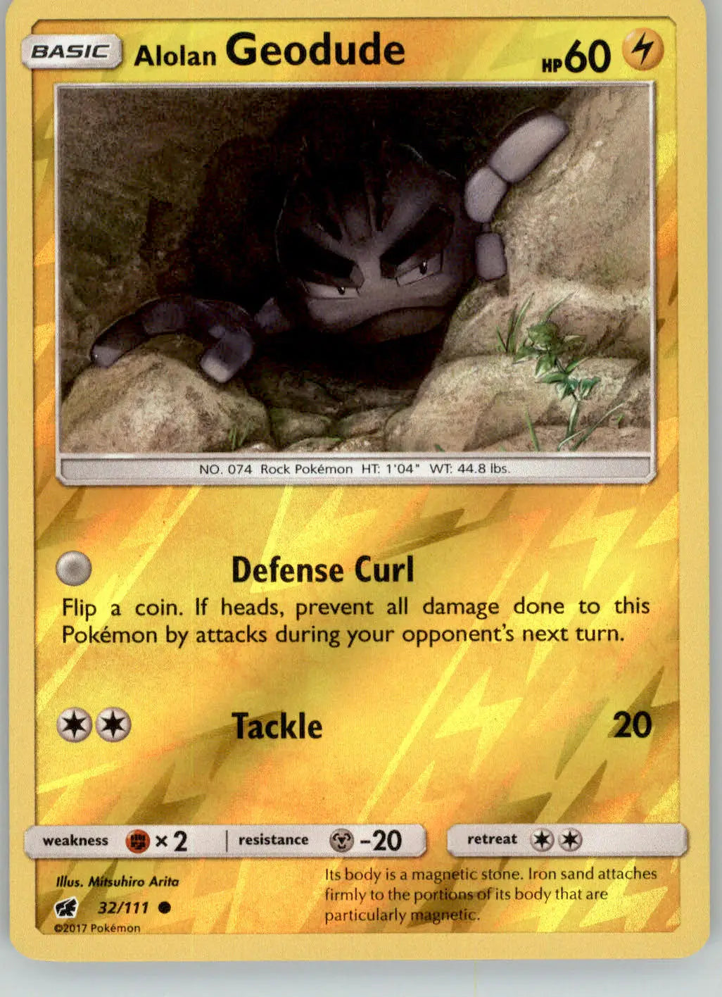 Alolan Geodude - Crimson Invasion - 32/111 - Reverse Holo LP Pokemon - Pokémon Card Single
