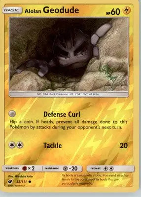 Alolan Geodude - SM - Crimson Invasion - Reverse Holo LP - #32/111 - Pokémon Card Single