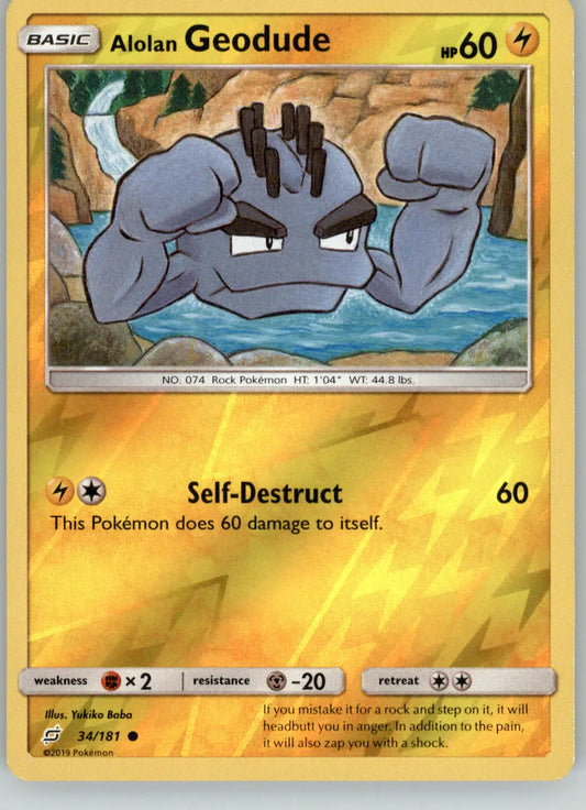 Alolan Geodude - Team Up - 34/181 - Reverse Holo NM Pokemon - Pokémon Card Single