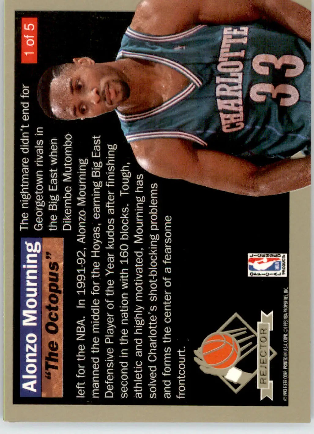 Alonzo Mourning - 1992-93 Ultra - #1 - Rejectors Basketball - Basketball Card Single