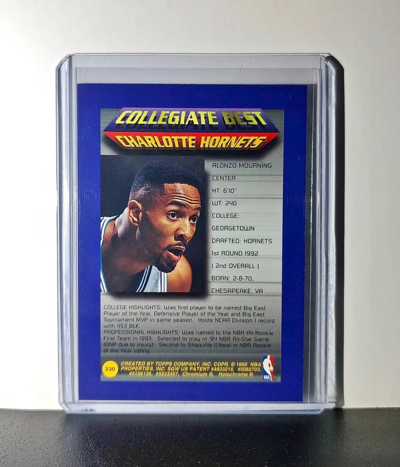 Alonzo Mourning 1994-95 Topps Finest #230 Collegiate Best - Basketball Card Single