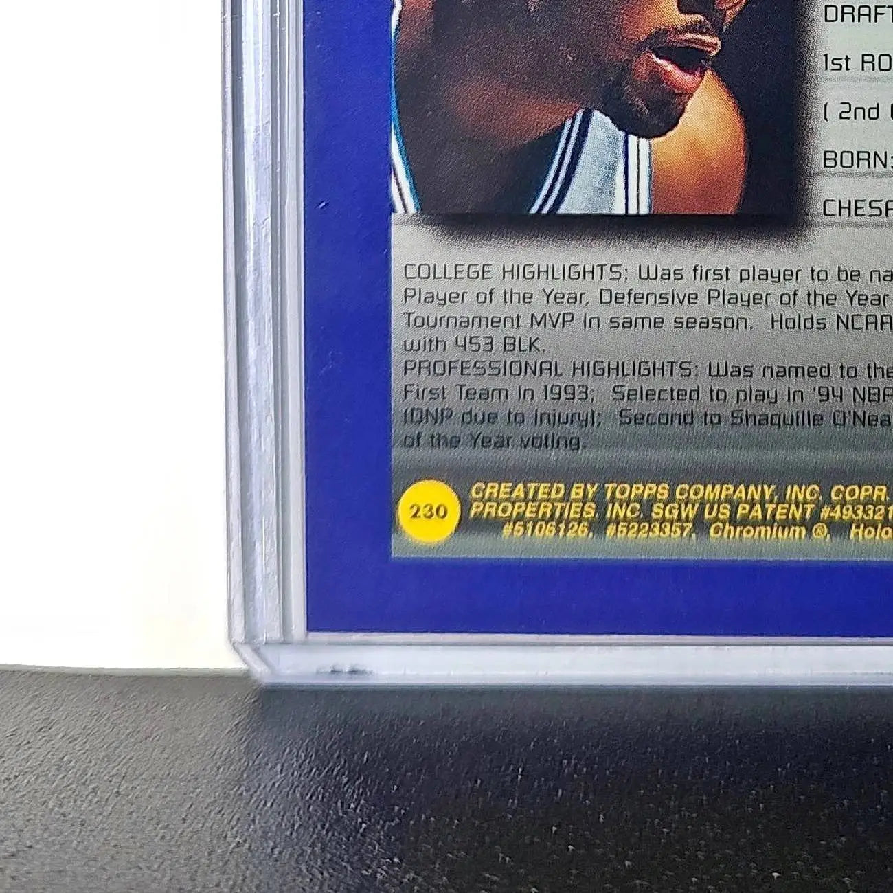 Alonzo Mourning 1994-95 Topps Finest #230 Collegiate Best - Basketball Card Single