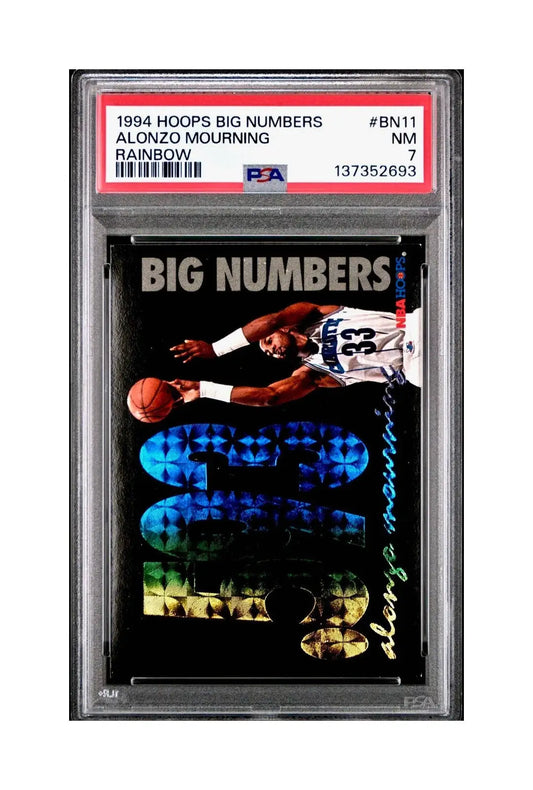 Alonzo Mourning 1994 NBA Hoops Big Numbers #BN11 Rainbow PSA 7 NM - Basketball Card Single