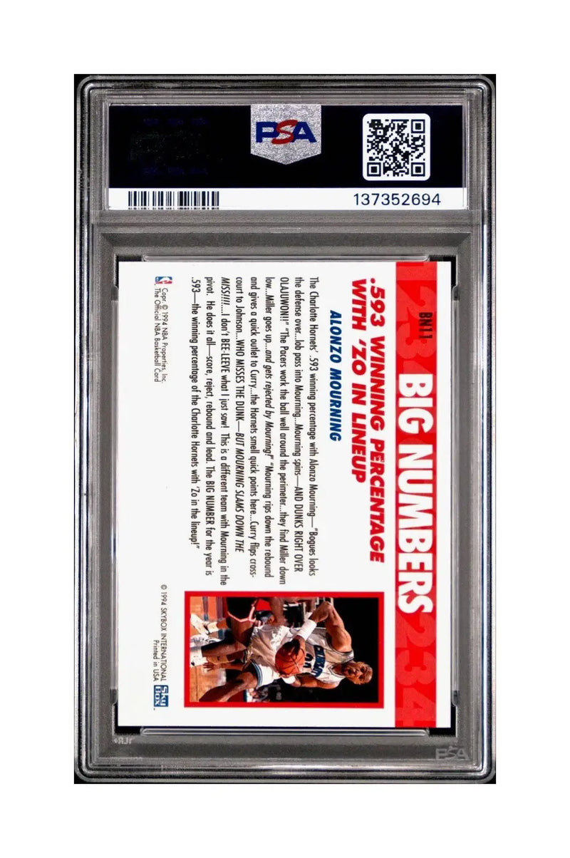 Alonzo Mourning 1994 NBA Hoops Big Numbers #BN11 Rainbow PSA 8 NM-MT