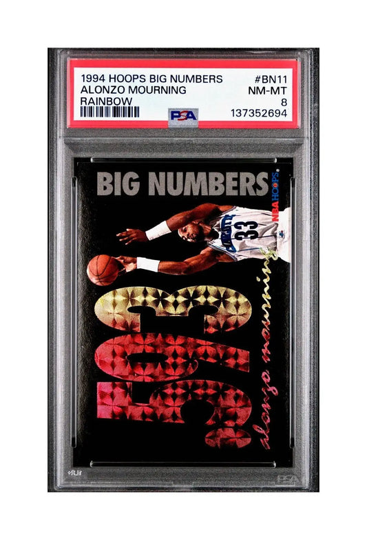 Alonzo Mourning 1994 NBA Hoops Big Numbers #BN11 Rainbow PSA 8 NM-MT - Basketball Card Single