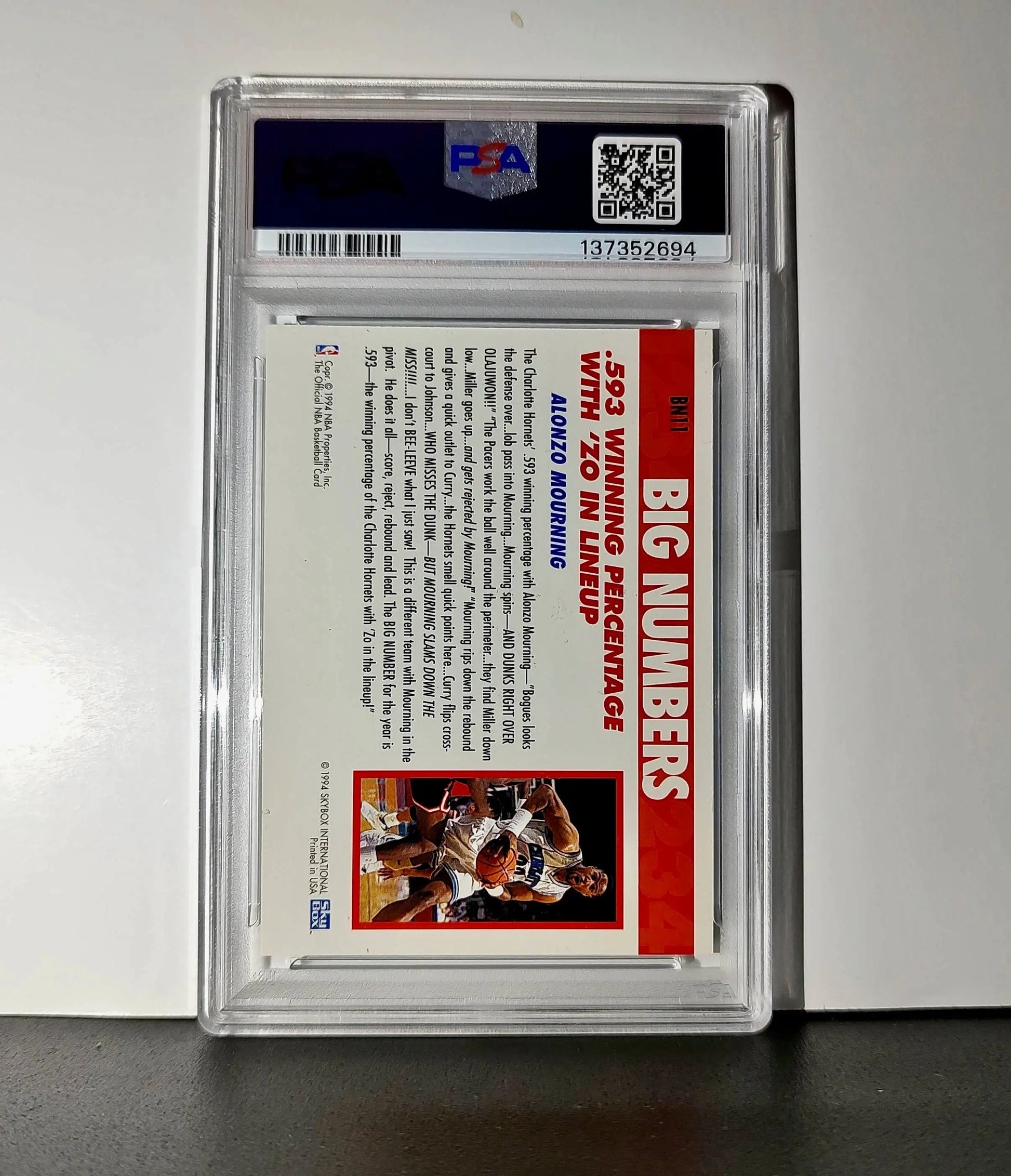 Alonzo Mourning 1994 NBA Hoops Big Numbers #BN11 Rainbow PSA 8 NM-MT
