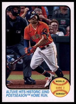 Altuve Hits Historic 22nd Postseason HR 2022 Topps Heritage #206 Houston Astros - Baseball Card Single