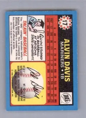 Alvin Davis - 1988 Topps UK Minis - #17 - Baseball - Baseball Card Single
