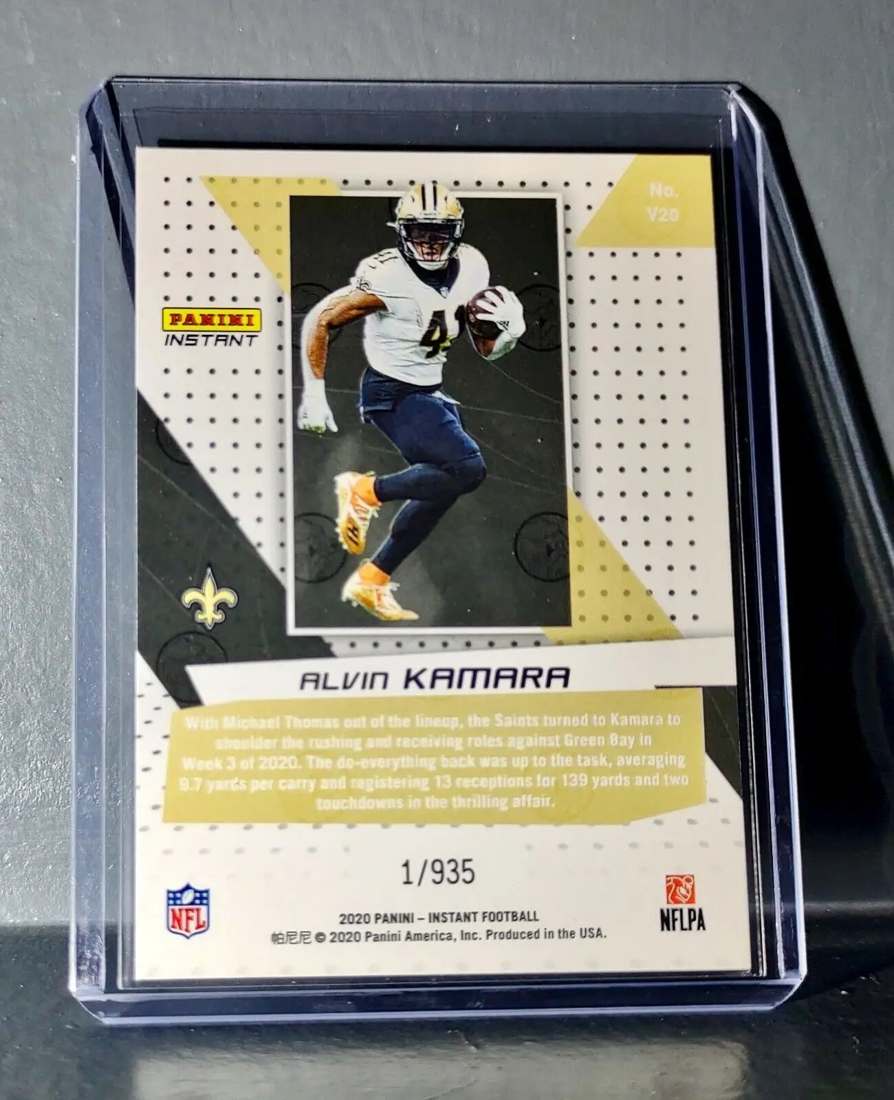 Alvin Kamara 2020 Panini NFL Instant Vortex #20 Football Card 1/935 - Football Card Single