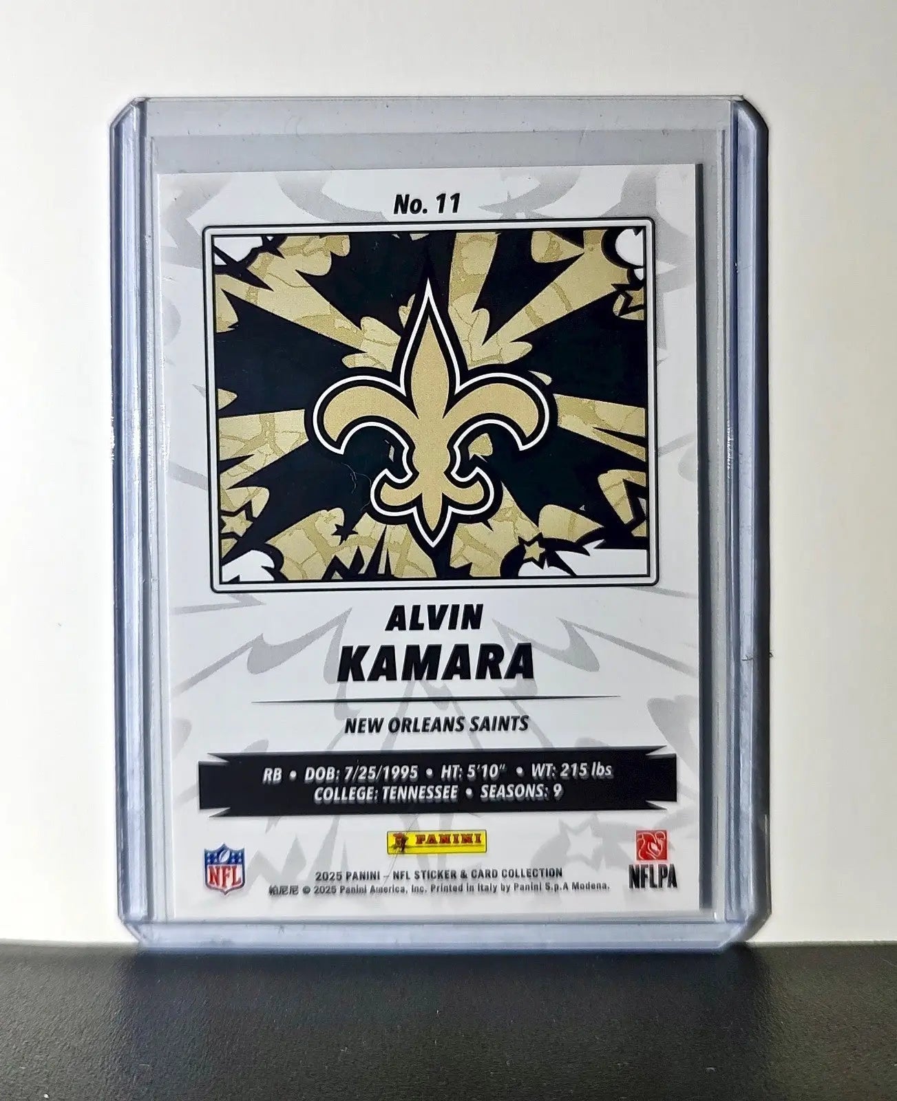 Alvin Kamara 2025 Panini NFL #11 Sticker Card New Orleans Saints
