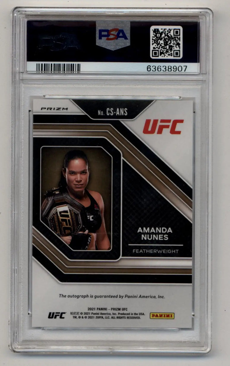 Amanda Nunes 2021 Prizm UFC Champions Auto Silver PSA 10 Gem Mint Auto 10 - UFC/MMA Card Single