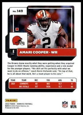 Amari Cooper 2022 Donruss #149 Cleveland Browns - Football Card Single