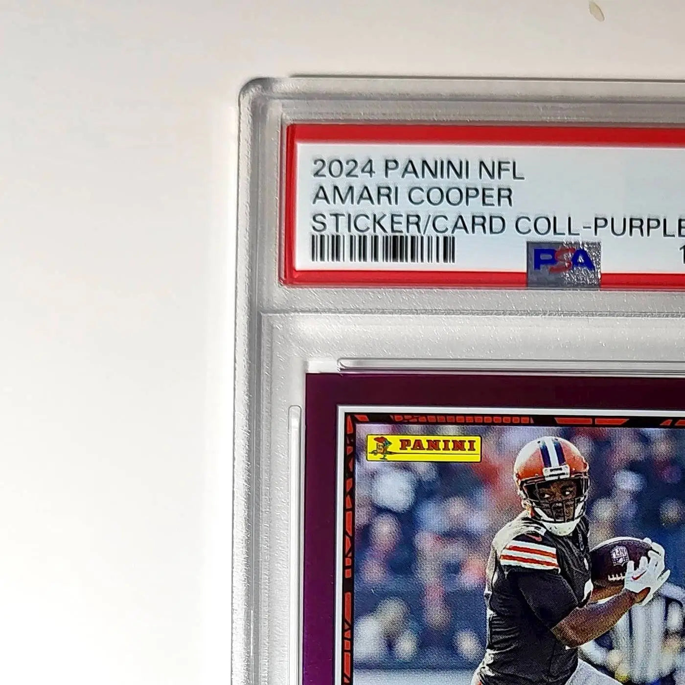 Amari Cooper 2024 Panini Sticker Collection 039/099 #16 Purple Foil PSA 8 NM-MT