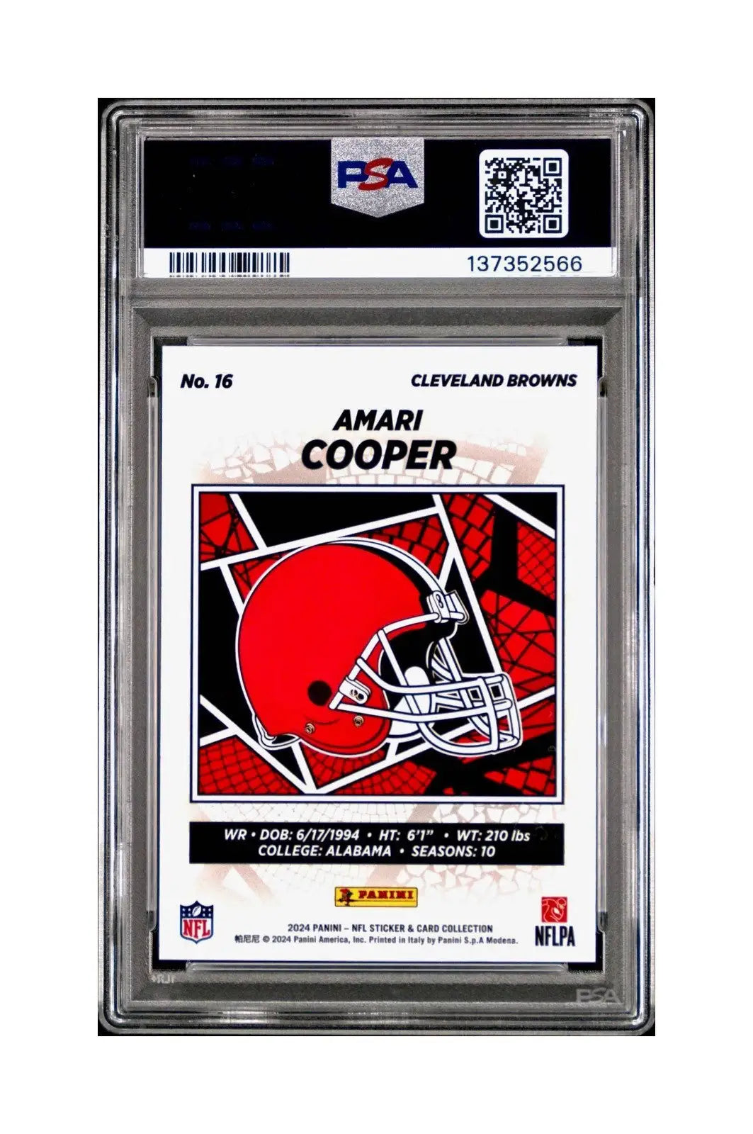 Amari Cooper 2024 Panini Sticker Collection 039/099 #16 Purple Foil PSA 8 NM-MT