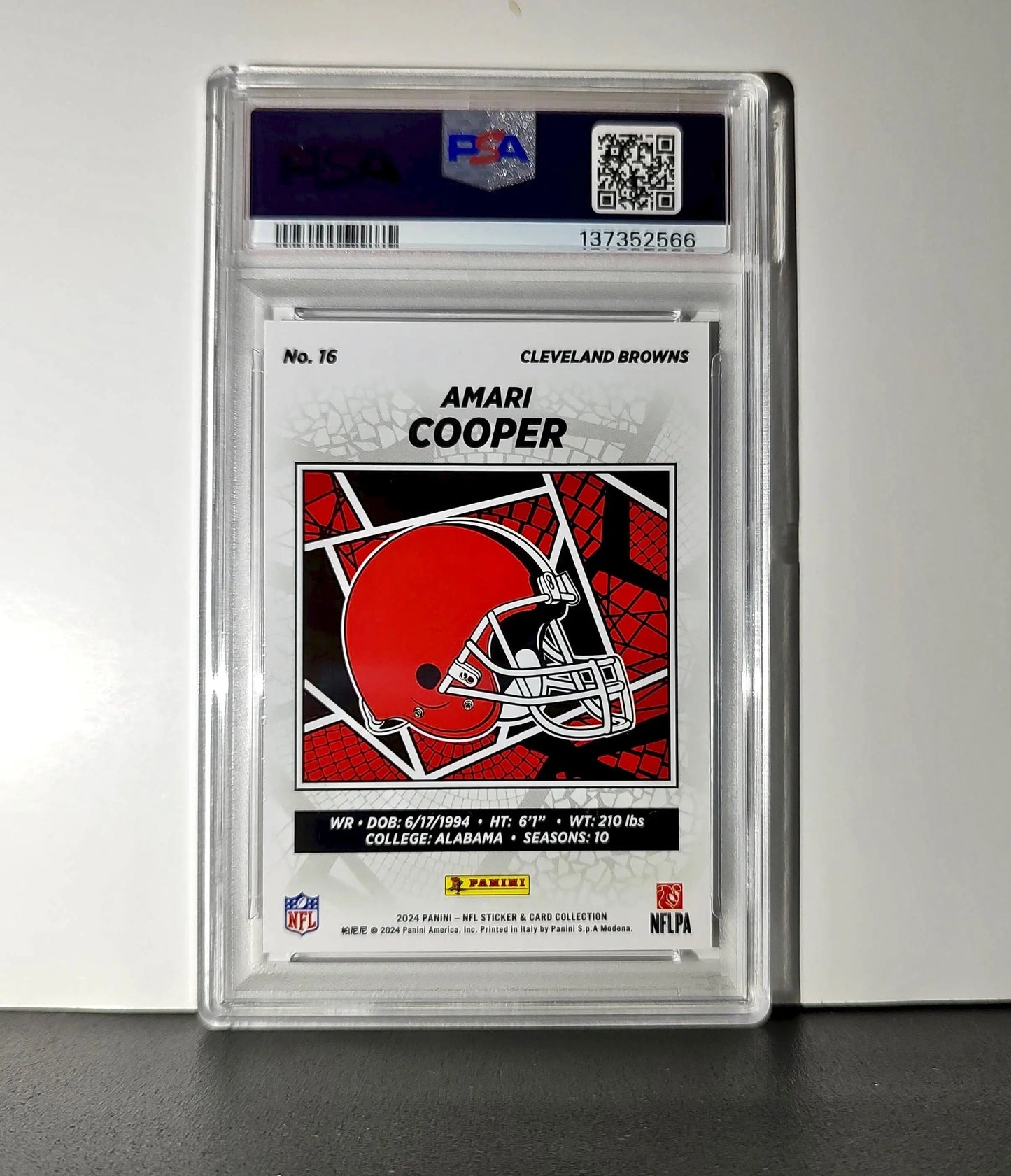 Amari Cooper 2024 Panini Sticker Collection 039/099 #16 Purple Foil PSA 8 NM-MT