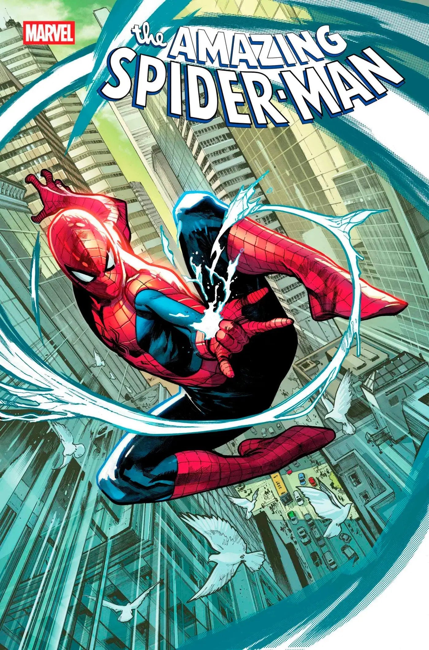 Amazing Spider-Man comic book cover featuring Spider-Man trading cards collection