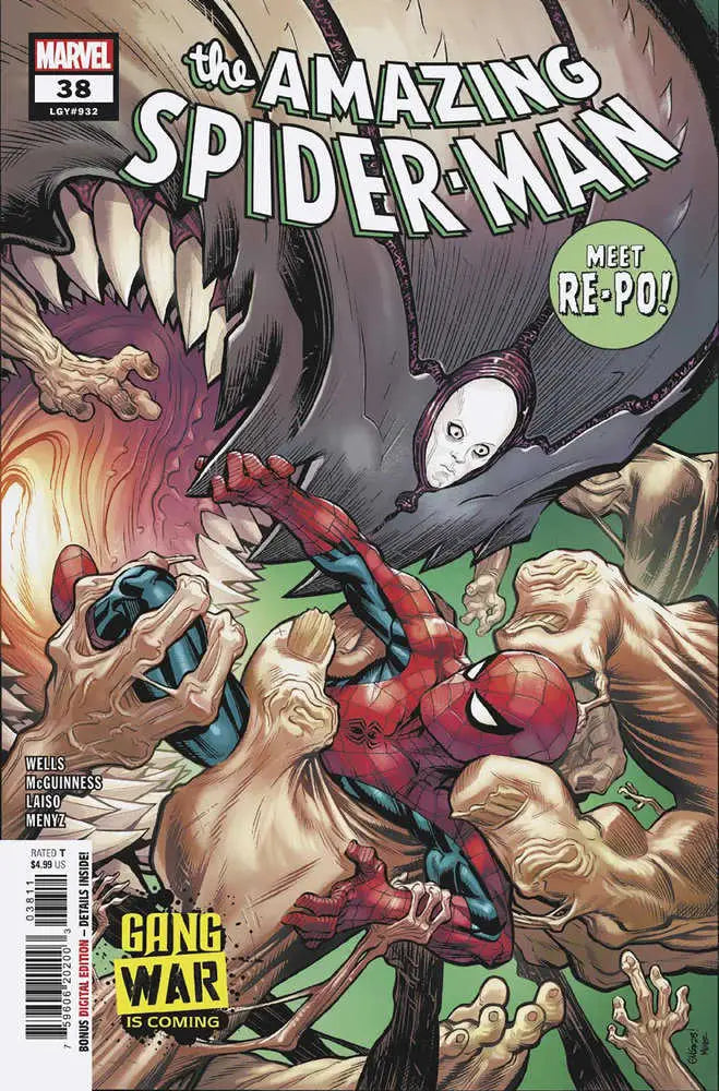 Comic book cover of Amazing Spider-Man 38 showcasing Spider-Man in a gang war