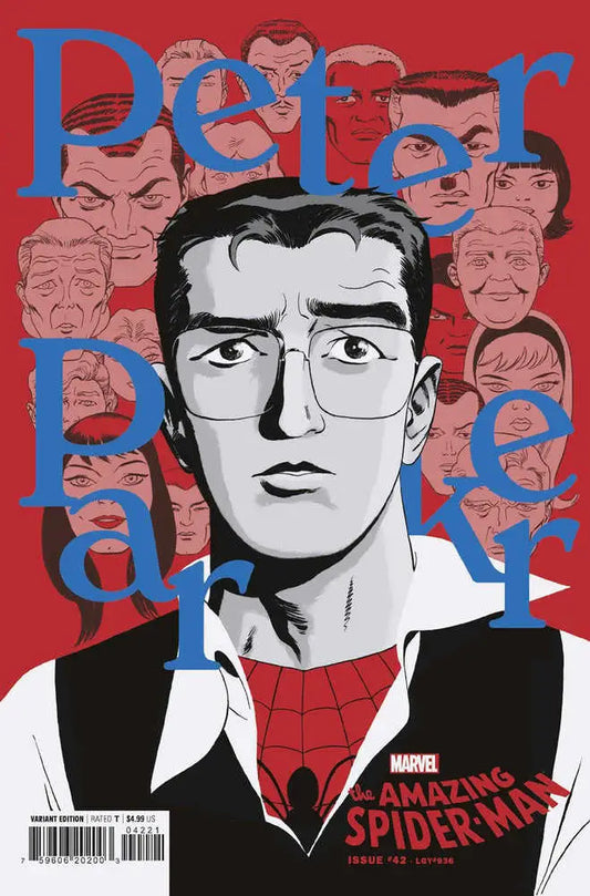 Comic book cover of Amazing Spider-Man 42 features Peter Parker in glasses