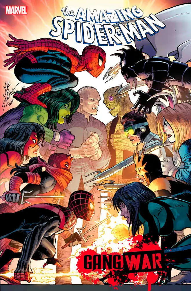Comic book cover of The Amazing Spider-Man 43 featuring dynamic action poses, ideal for trading cards