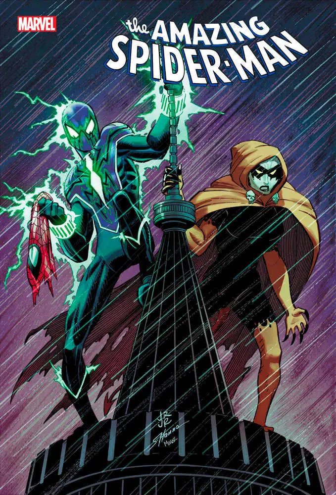 Comic book cover of Amazing Spider-Man #47 with Spider-Man and a hooded figure