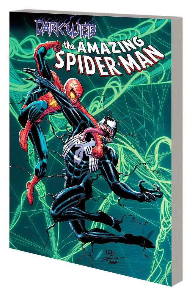 Comic book featuring Spider-Man and Venom from Amazing Spider-Man By Zeb Wells Volume 4 Dark Web with Goblin Queen