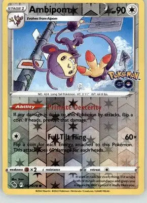 Ambipom - Pokemon GO - 057/078 - Reverse Holo LP Pokemon - Pokémon Card Single