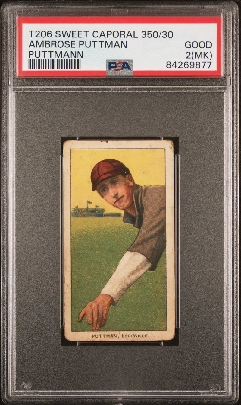 Ambrose Puttman Puttmann 1909-11 T206 Sweet Caporal baseball card with pitcher pose