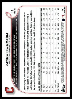 Amed Rosario 2022 Topps #14 Cleveland Guardians - Baseball Card Single