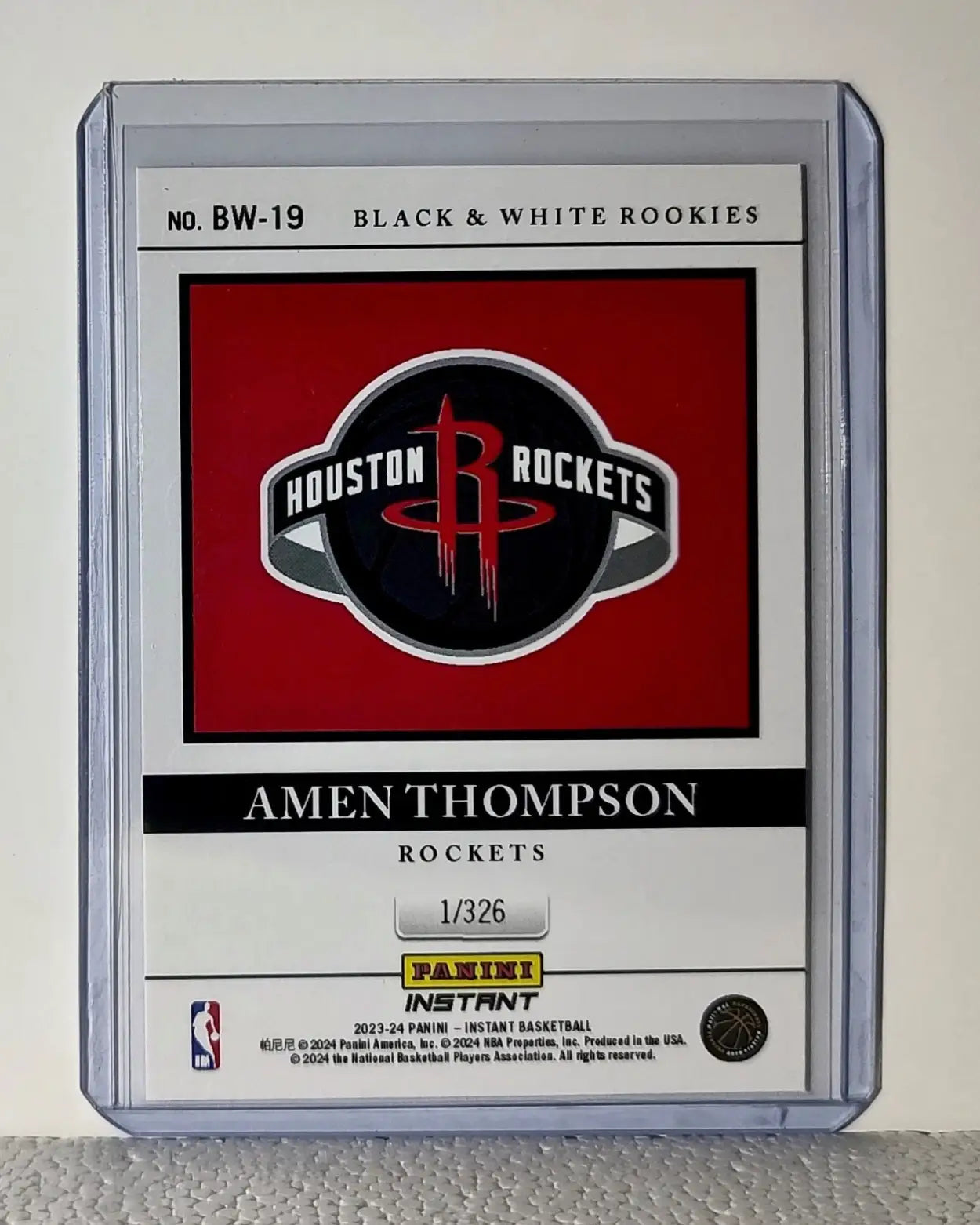 Amen Thompson 2023-24 Panini NBA #19 Black and White Rookies Card 1/326
