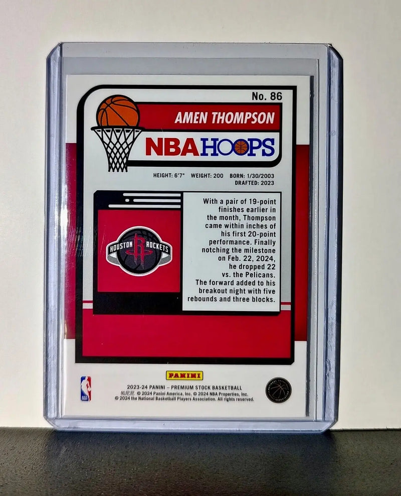 Amen Thompson 2023-24 Panini Premium Stock NBA Hoops #86 Rookie Card Rockets