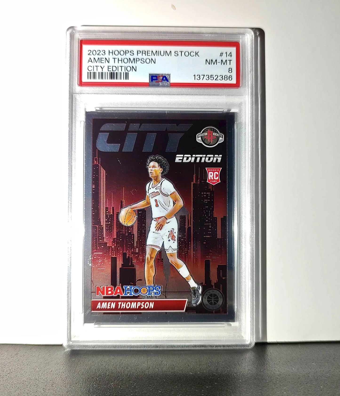 Amen Thompson 2023 Panini Hoops Premium City Edition #14 PSA 8 NM-MT