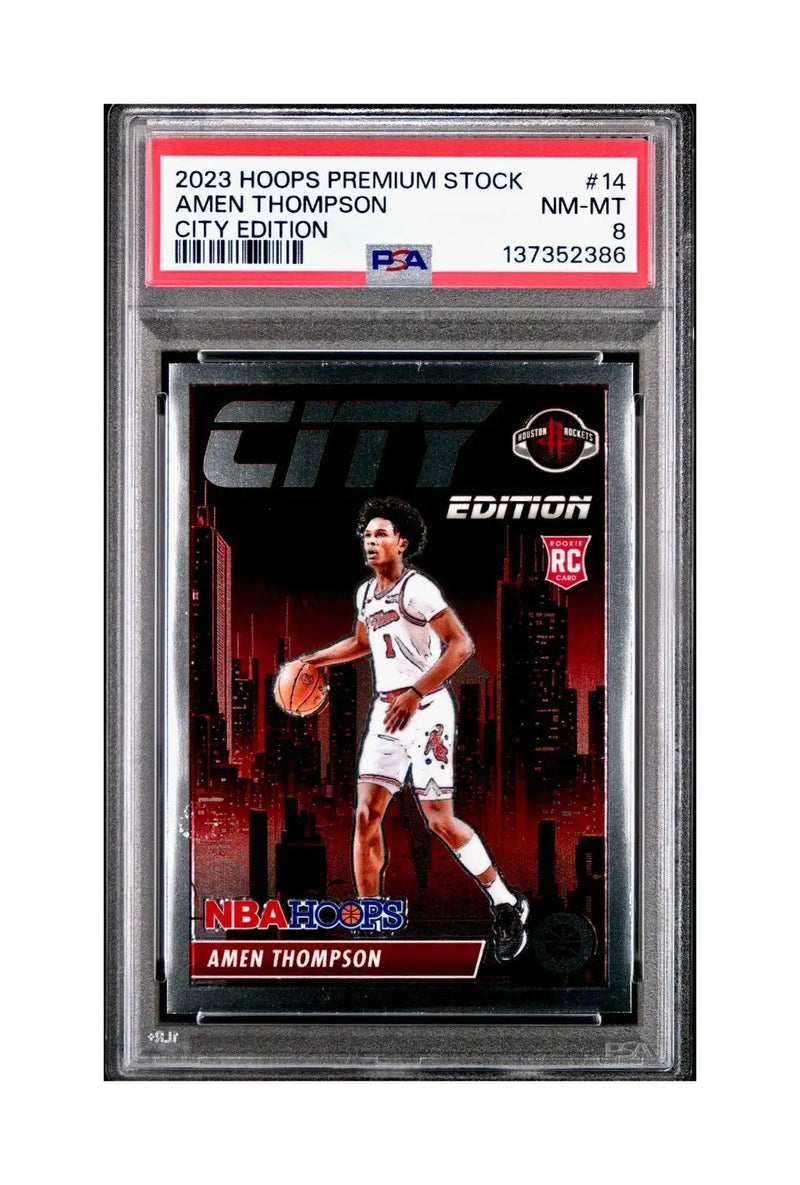 Amen Thompson 2023 Panini Hoops Premium City Edition #14 PSA 8 NM-MT